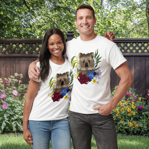 Camiseta Quokka Feliz Australia Floral Azul