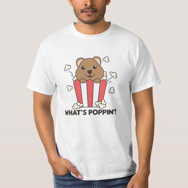 Camiseta Quokka Popcorn Whats Poppin Funny (Anverso)