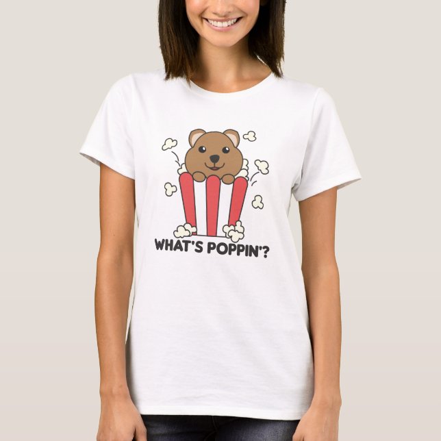 Camiseta Quokka Popcorn Whats Poppin Funny (Anverso)