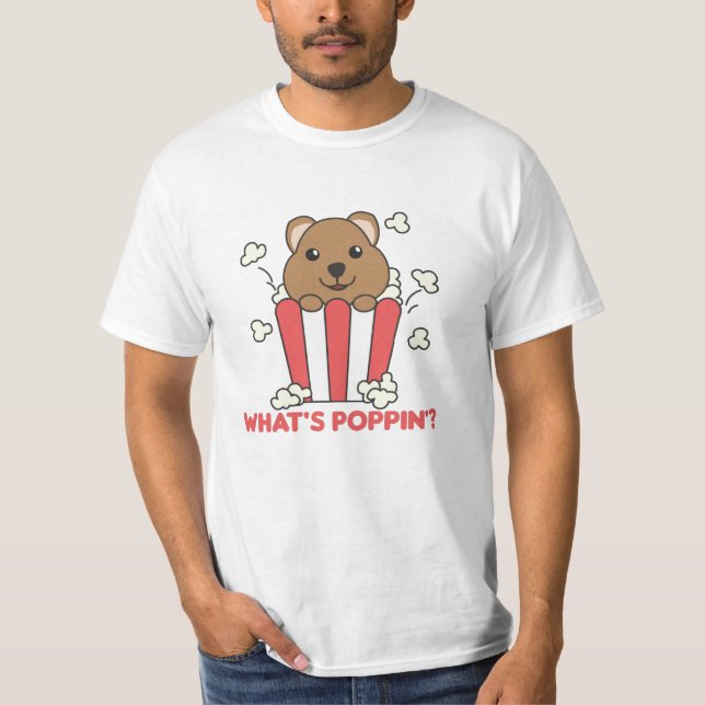 Camiseta Quokka Popcorn Whats Poppin Funny (Anverso)