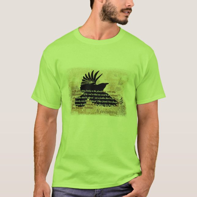 Camiseta Quoth el poema de Edgar Allen Poe del cuervo nunca (Anverso)
