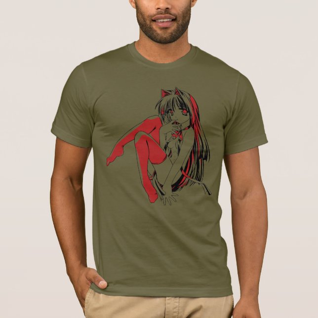 Camiseta R & B Manga, Neko Catgirl Furry Loli Anime (Anverso)