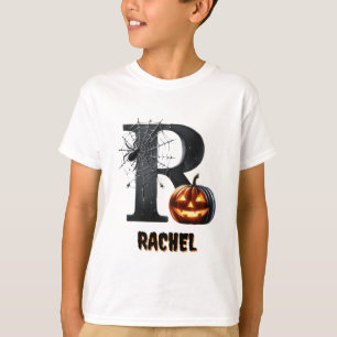 Camiseta R Inicial Truco o Trato Lindo Halloween