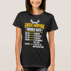 Camiseta Ra general de mano de obra por hora de Handyman