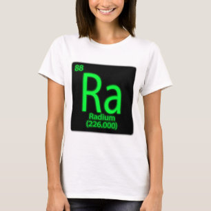 Camiseta Ra Radium brillando en la oscuridad. Se utilizó el
