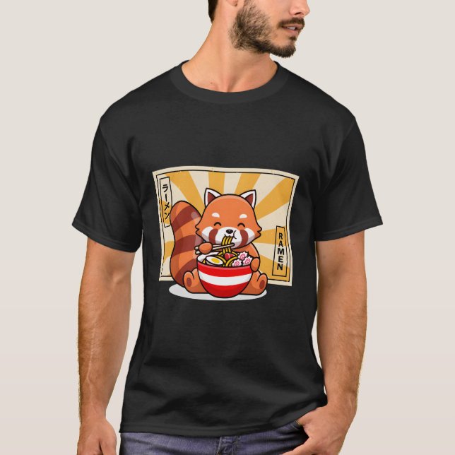 Camiseta Ra Red Panda Kawaii Anime Comida Japonesa N (Anverso)