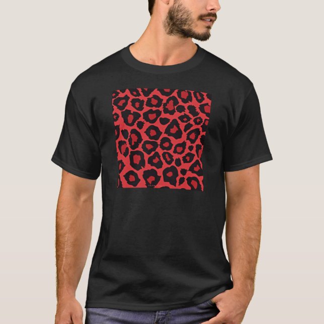 Camiseta RAB Rockabilly Estampado Leopardo Rojo Negro (Anverso)