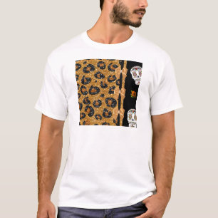 Camiseta RAB Rockabilly Oro Estampado de Leopardo Calaveras
