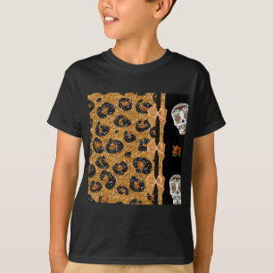 Camiseta RAB Rockabilly Oro Estampado de Leopardo Calaveras