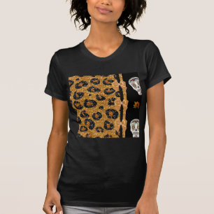 Camiseta RAB Rockabilly Oro Estampado de Leopardo Calaveras