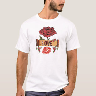 Camiseta RAB Rockabilly Valentine Rosas, Love & Lipstick