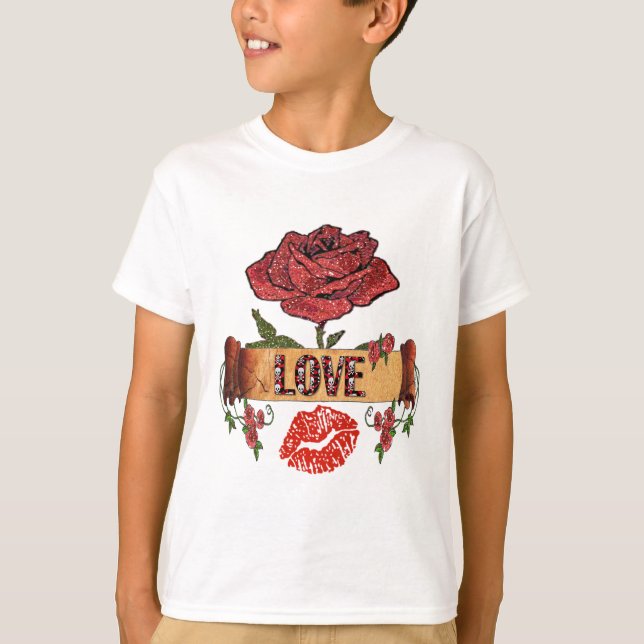 Camiseta RAB Rockabilly Valentine Rosas, Love & Lipstick (Anverso)
