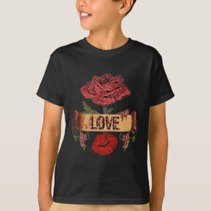 Camiseta RAB Rockabilly Valentine Rosas, Love & Lipstick