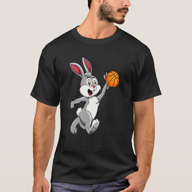 Camiseta Rabbit Basketball Dunk Feliz Día De Pascua (Anverso)