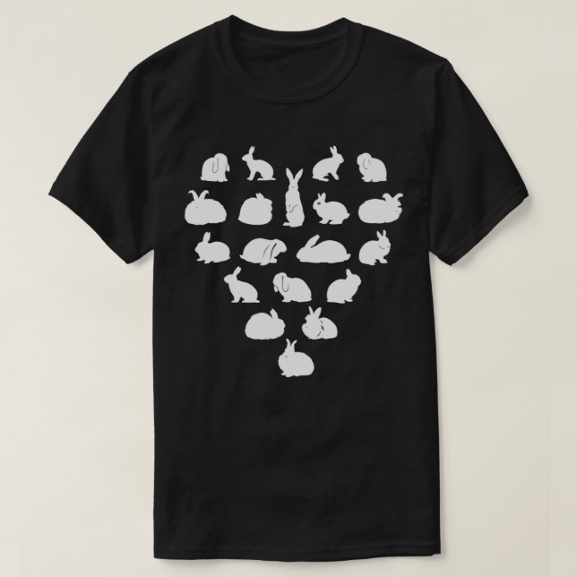 Camiseta Rabbit Breeds Heart Rabbit Lover (Diseño del anverso)