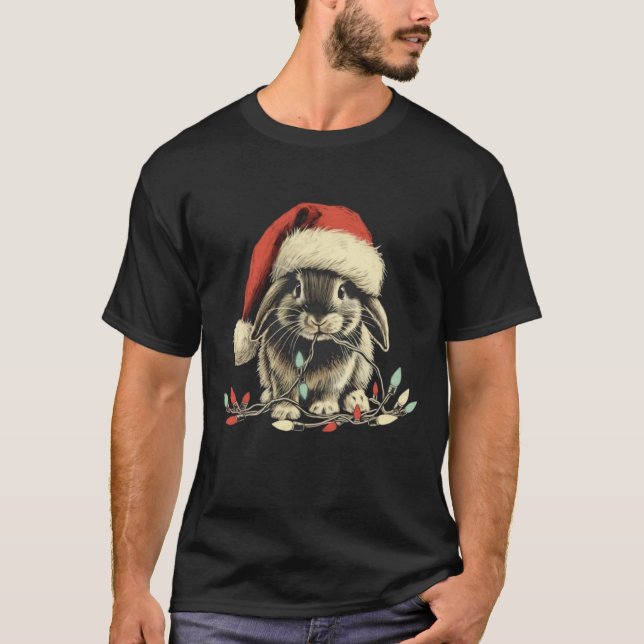 Camiseta Rabbit Bunny Chew Christmas Light Xmas Holiday  (Anverso)
