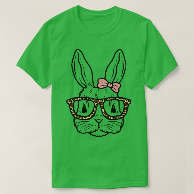 Camiseta Rabbit Bunny Wearing Leopard Glasses Cute Easter G (Diseño del anverso)