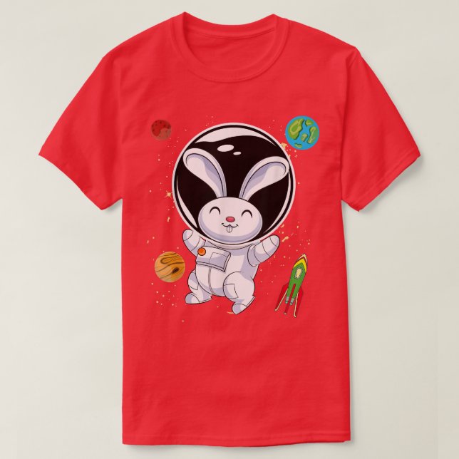 Camiseta Rabbit Cute Animal Rocket Planets Scientist Astron (Diseño del anverso)