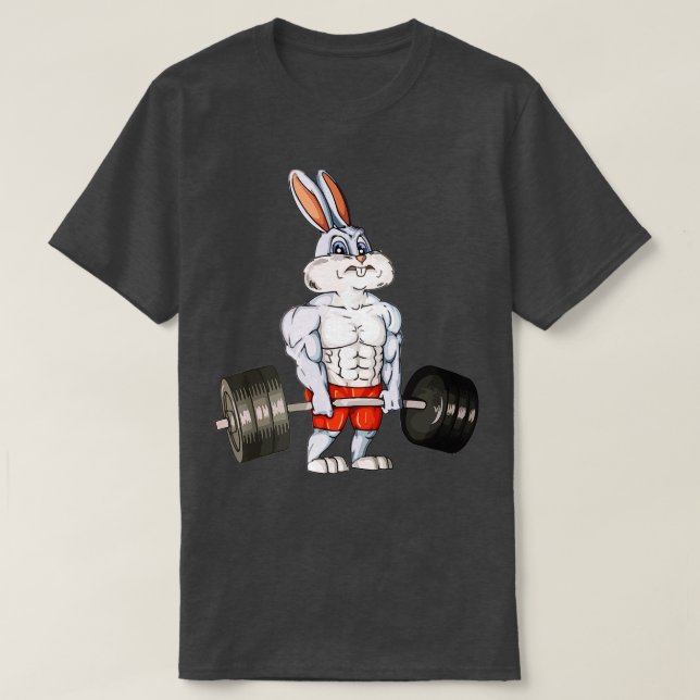 Camiseta Rabbit Halterofilia Funny Deadlift Fitness Easter (Diseño del anverso)