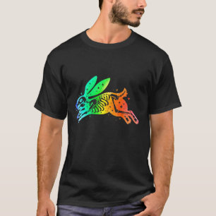 Camiseta Rabbit Hare Skeleton Salto Colorful Esoteric Lin