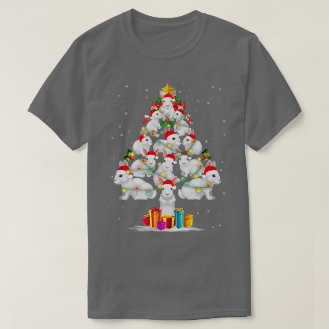 Camiseta Rabbit Love Christmas Tree Light Gorra Nieve Santa (Diseño del anverso)
