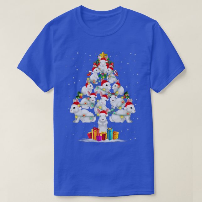 Camiseta Rabbit Love Christmas Tree Light Gorra Nieve Santa (Diseño del anverso)