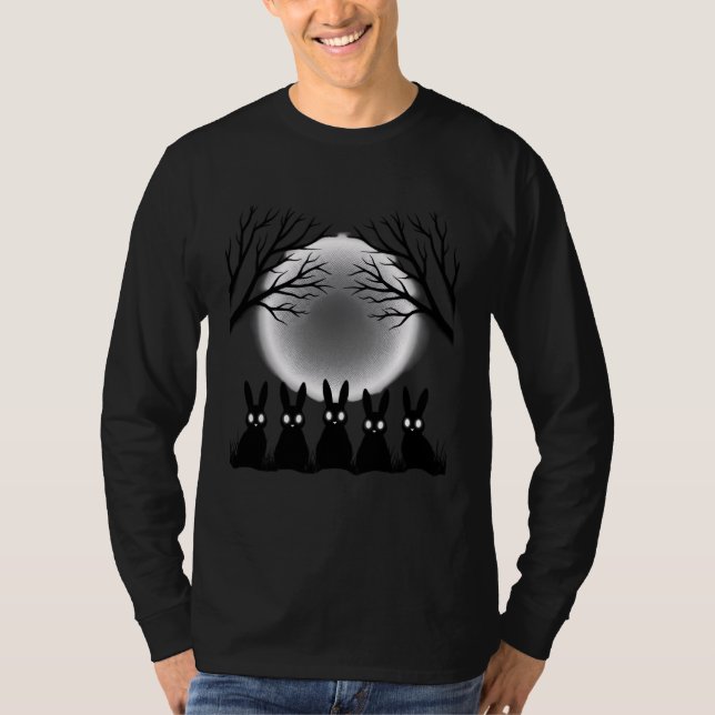Camiseta Rabbit Moonlight, Creepy Cute Gothic Rabbit Night  (Anverso)