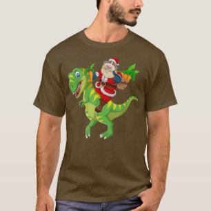 Camiseta Rabbit Riding Dinosaur T re Christmas Tree Santa
