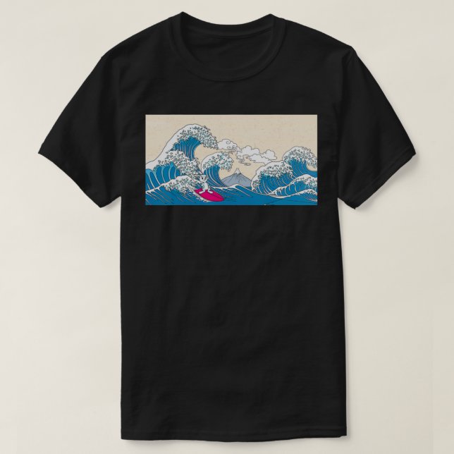 Camiseta Rabbit Surfing Great Wave Off Kanagawa Surfer Rabb (Diseño del anverso)