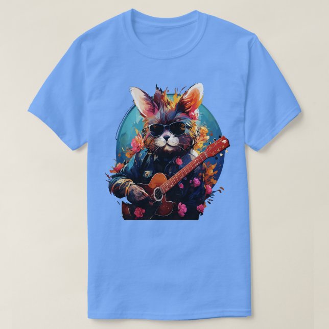 Camiseta Rabbit Tocando guitarra (Diseño del anverso)