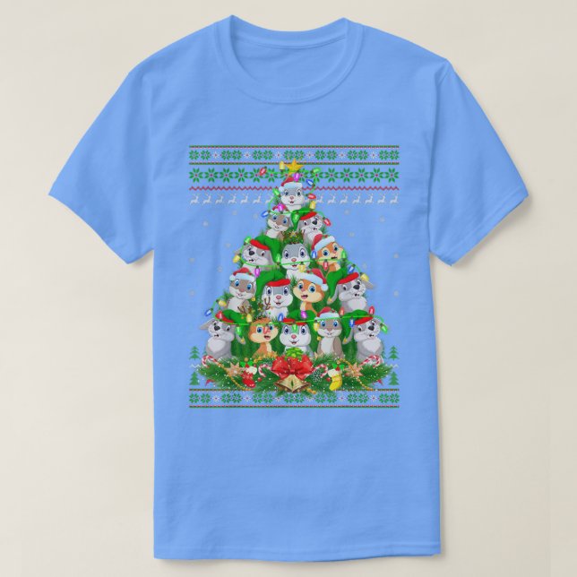 Camiseta Rabbit Xmas árbol de luz Santa Rabbit Ugly Christ (Diseño del anverso)