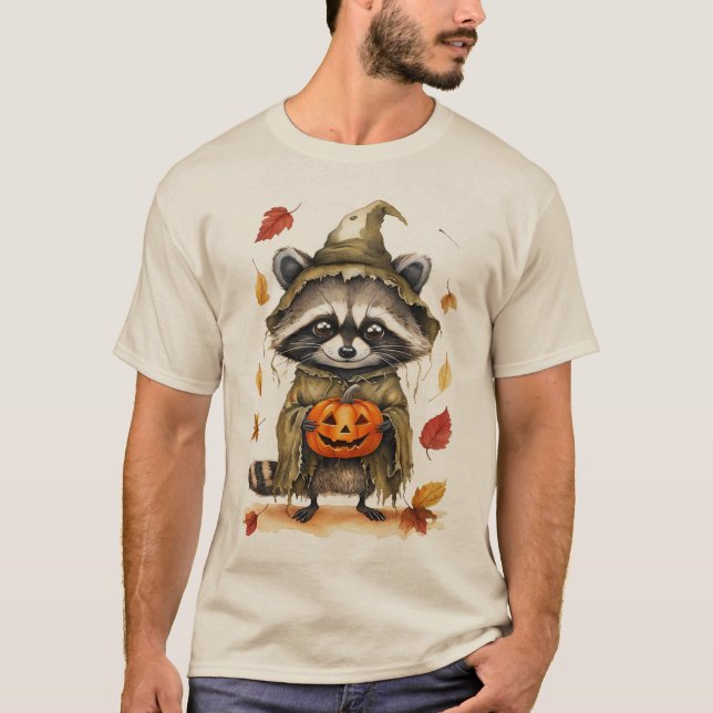Camiseta Racco otoñal salvaje con calabazas Halloween T-Shi (Anverso)