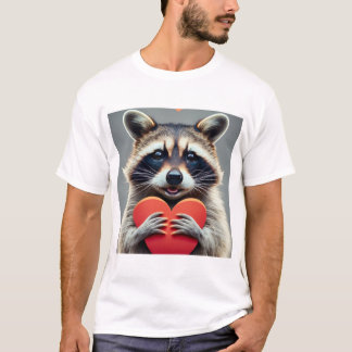 Camiseta Raccoon amigable con corazón