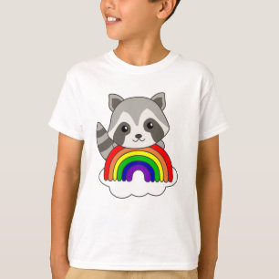 Camiseta Raccoon Arcoiris Dulce Animales Coloridos Raccoon