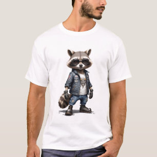 Camiseta Raccoon Biker Rebel al estilo Guay de la Chaqueta 