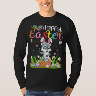 Camiseta Raccoon Bunny Egg Hunting Funny Raccoon Happy East