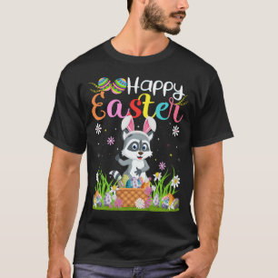 Camiseta Raccoon Bunny Egg Hunting Funny Raccoon Happy East