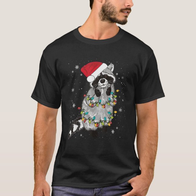 Camiseta Raccoon Christmas Tree ilumina Raccoon Lover Funny (Anverso)