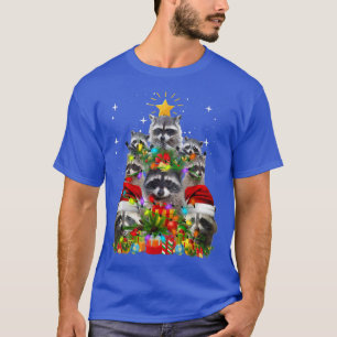 Camiseta Raccoon Christmas Tree Lights Pajama Racoon Lover