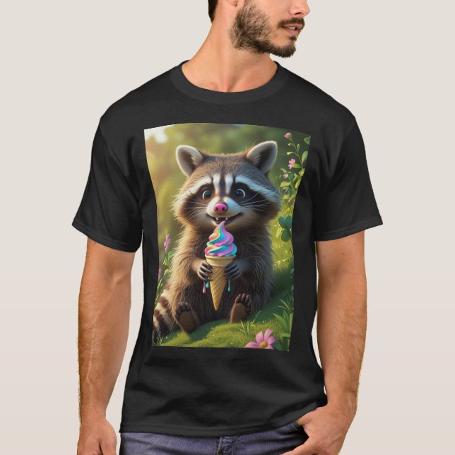 Camiseta raccoon come helado (Anverso)