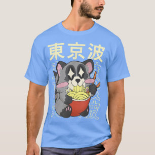 Camiseta Raccoon comiendo fideos Ramen japonés Kawaii Aesth