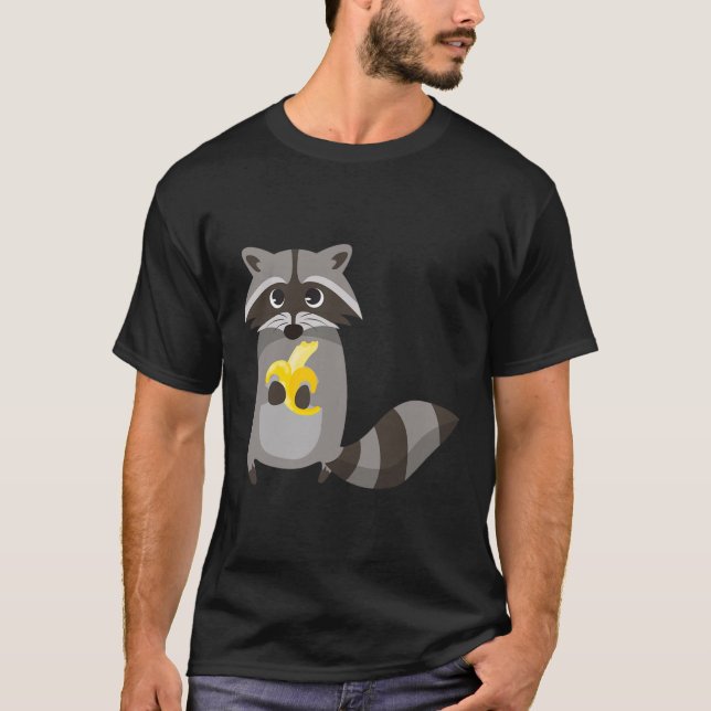 Camiseta Raccoon comiendo fruta bananera se ve dulce (Anverso)
