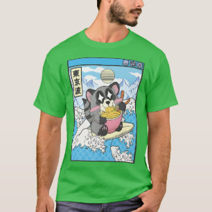 Camiseta Raccoon comiendo Ramen ondas japonesas Anime Digit