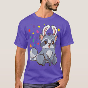 Camiseta Raccoon Con Orejas Conejitas Caza De Huevos Gracio