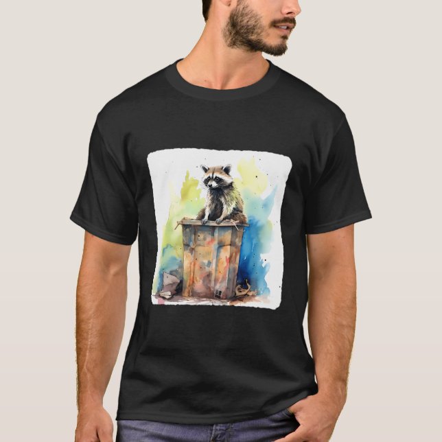 Camiseta Raccoon Con Un Bin Raccoon Reciclado Con Recyclin (Anverso)