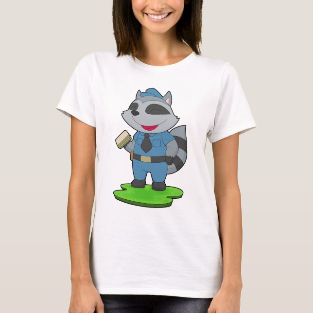 Camiseta Raccoon Cop Sandwich Police (Anverso)