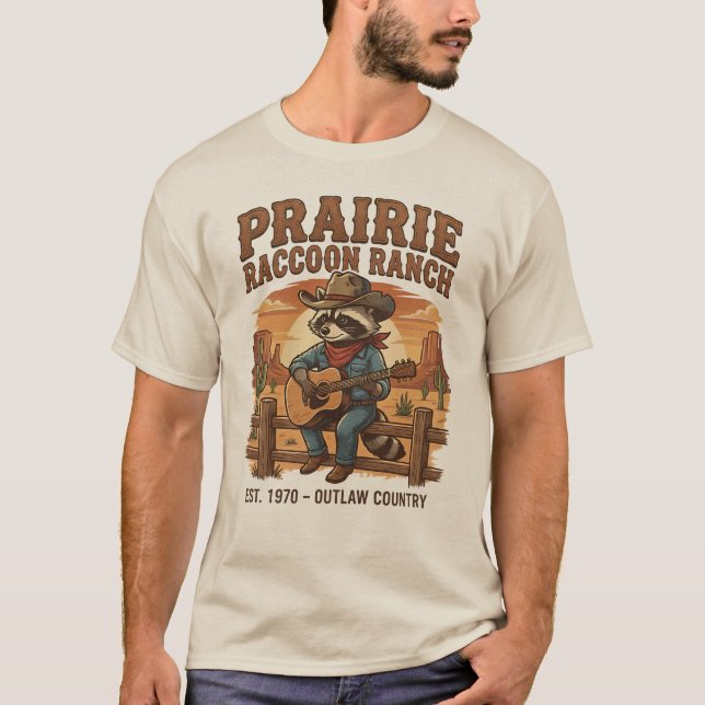 Camiseta Raccoon Cowboy Outlaw Country Western Aesthetic (Anverso)