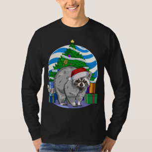 Camiseta Raccoon Cute Santa Decoración de árbol de Navidad