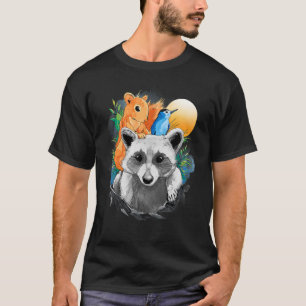 Camiseta Raccoon de aves de corral de animales de la selva
