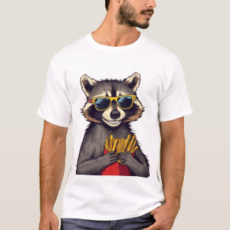 Camiseta Raccoon de Guay disfrutando de los Fries